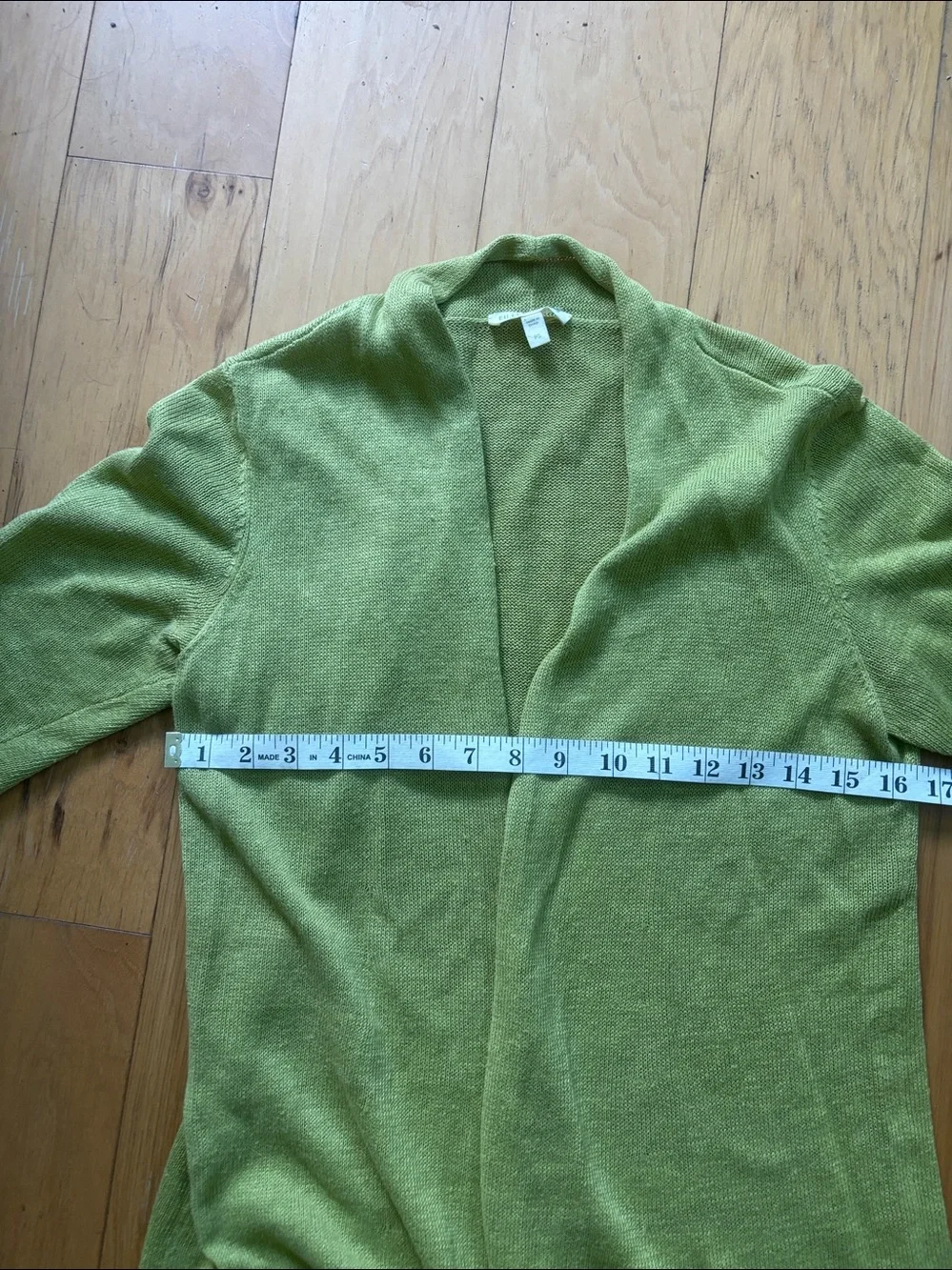 Eileen Fisher short sleeve chartreuse linen sweater size petite small.